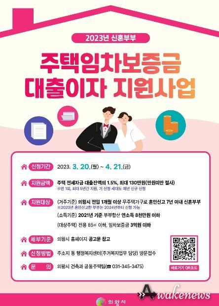 의왕시, 신혼부부 주택임차보증금 대출이자 지원