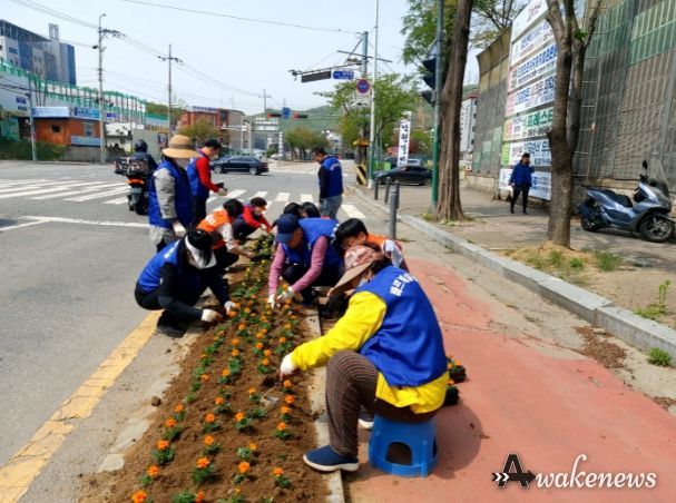 광주시 탄벌동 일대 봄맞이 꽃길 가꾸기 및 환경정화