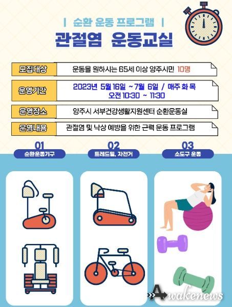양주시, 2023년 ‘관절염 운동교실 1기’ 대상자 모집