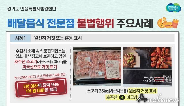 배달 음식 전문점 불법행위 주요사례