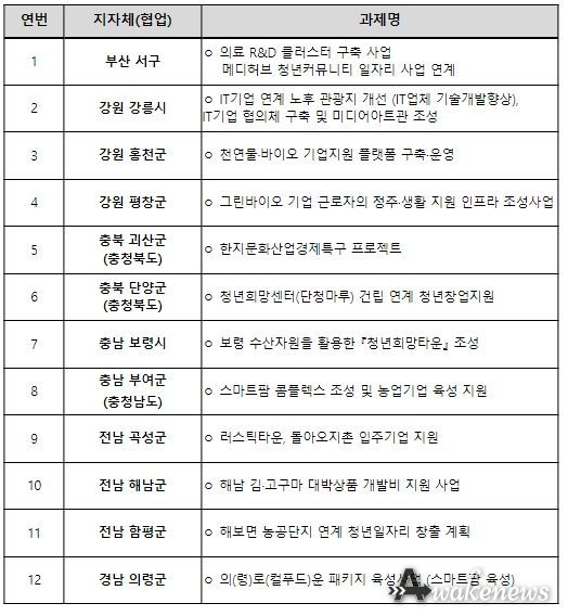 선정과제명(지자체 직제순)