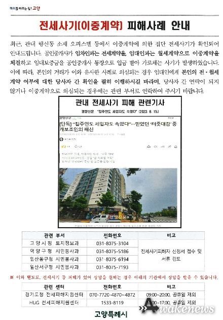 전세사기(이중계약) 피해사례 관련 안내문