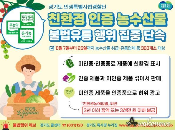 경기도 민생특사경_친환경 인증 농수산물 불법유통 행위 집중 단속