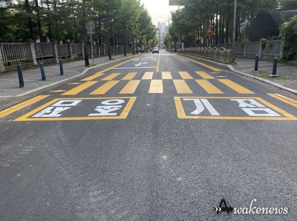 상반기 정비를 완료한 구갈초등학교 어린이보호구역