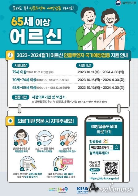 파주시, 9월 20일부터 무료 독감 예방접종…대상, 연령별 분산