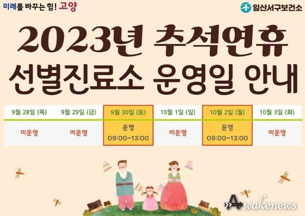 추석 연휴선별진료소 운영일 안내
