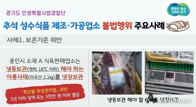 추석 성수식품 제조·가공·판매업체 불법행위 적발