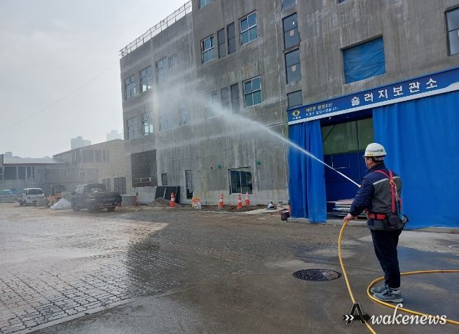 공사장 비산먼지 단속 모습