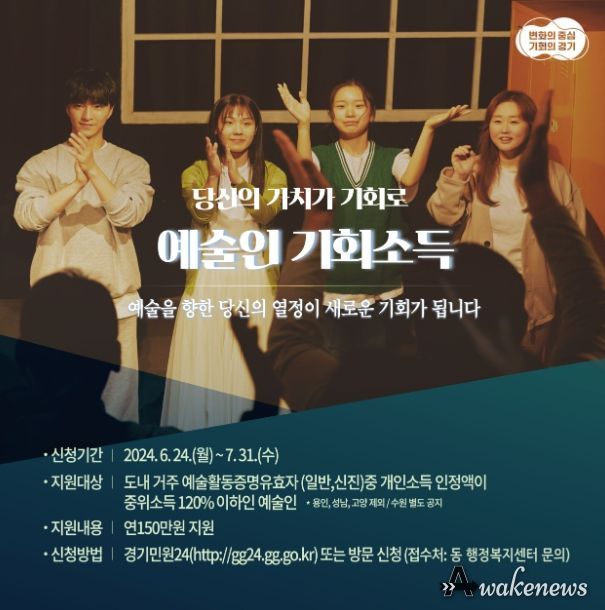 동두천시, 경기도 예술인 기회소득 6월 24일부터 접수 시작