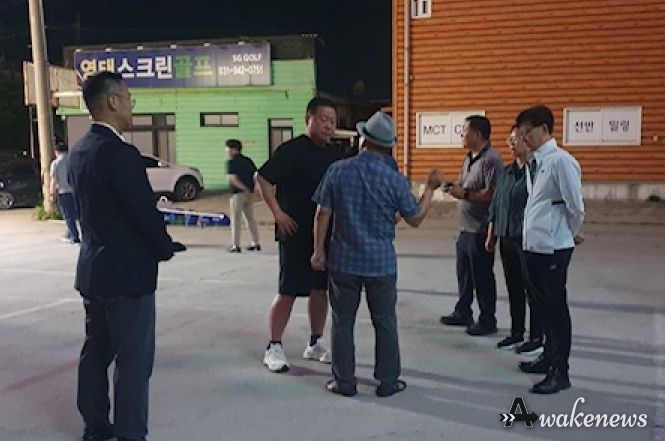 김경일 파주시장, 20일 밤 대북전단 살포 온몸으로 막아내며 항의