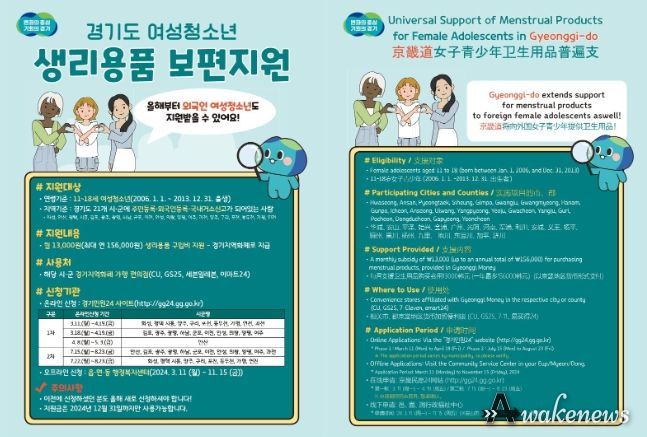 양주시, ‘2024년 하반기 여성 청소년 생리용품 보편 지원사업’ⵈ 오는 22일부터 온라인 접수 재개