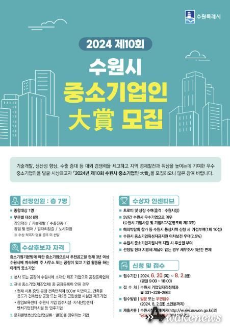 제10회 수원시 중소기업인 大賞(대상) 후보자 공모 홍보물.