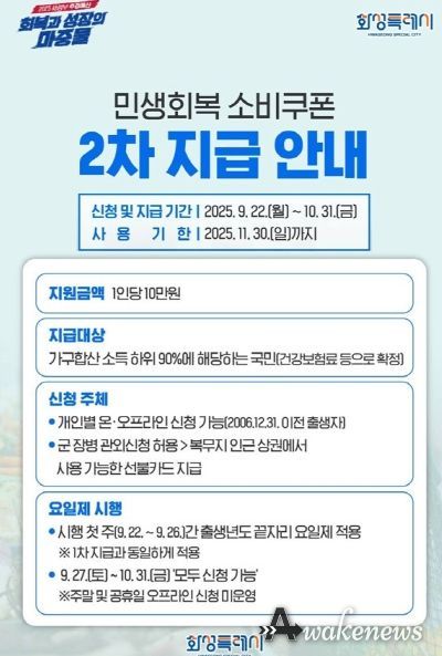 화성특례시 민생회복 소비쿠폰 2차 지급 안내