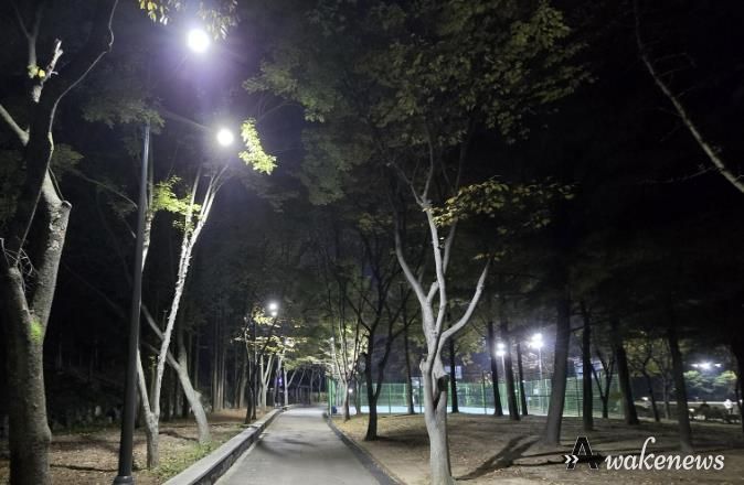 조명등을 교체한 광명시민체육관 일대 전경