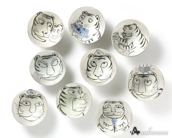 마그나갤러리 전시 참여작가 작품_허상욱, 분청 은채 호랑이 사발.