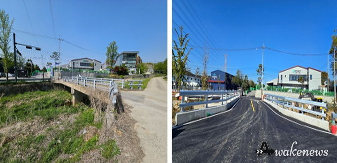 예지교 확장 공사 전(왼쪽)과 공사 후(오른쪽) 모습