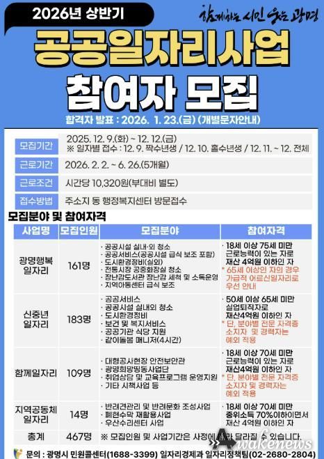 2026년 상반기 공공일자리사업 참여자 모집 안내문
