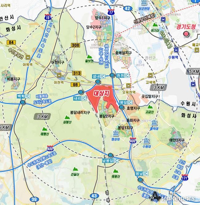 봉담3공공주택지구 위치도