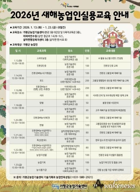 가평군, ‘새해농업인실용교육’ 현장성 강화