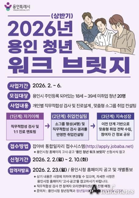 용인특례시 워크브릿지 참가자 모집 포스터