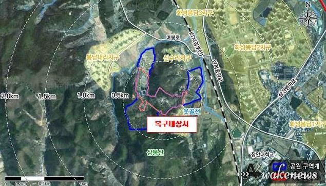 화성문화생태공원 봉담3지구 훼손지복구사업 대상지 위치도