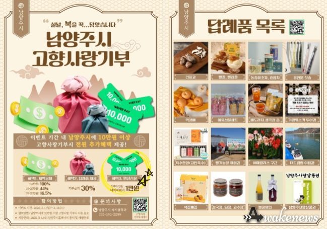 남양주시, 설 명절 ‘고향사랑기부’하고 ‘세뱃돈’ 받으세요!