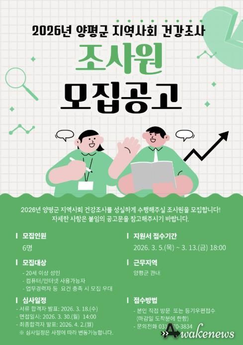 지역사회 건강조사 조사원 모집 포스터