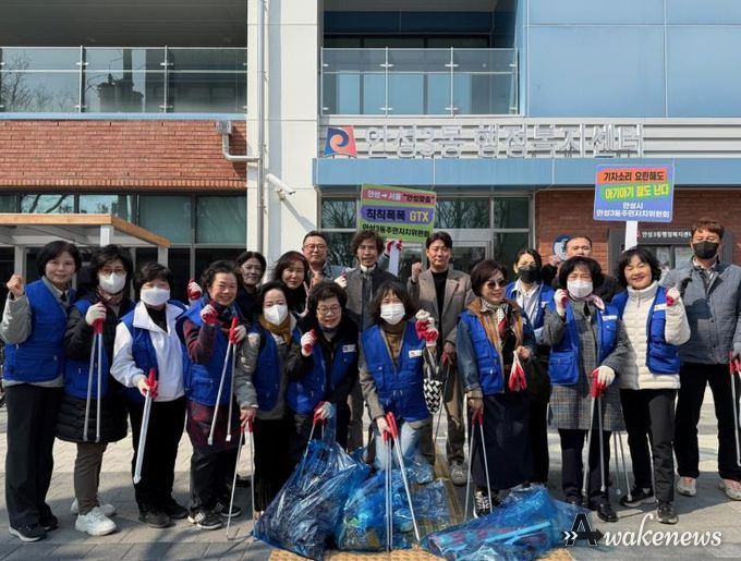 안성시 안성3동 주민자치위원회, 금석천 벚꽃 맞이 환경정화활동 실시